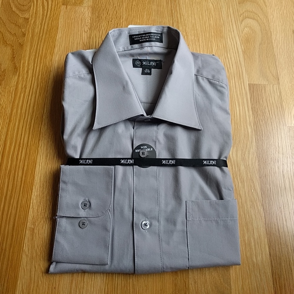 NEW Mens Gray Dress Shirt